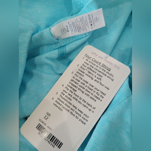 NWT Ivivva Four Count Shrug NWT Sz 12 Turquoise Pullover Rulu Wrap Flip. - Picture 7 of 8